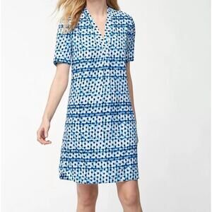 Tommy Bahama Shirt Dress Womens Large Dot Matrix Old Royal Blue Shibori Beachy